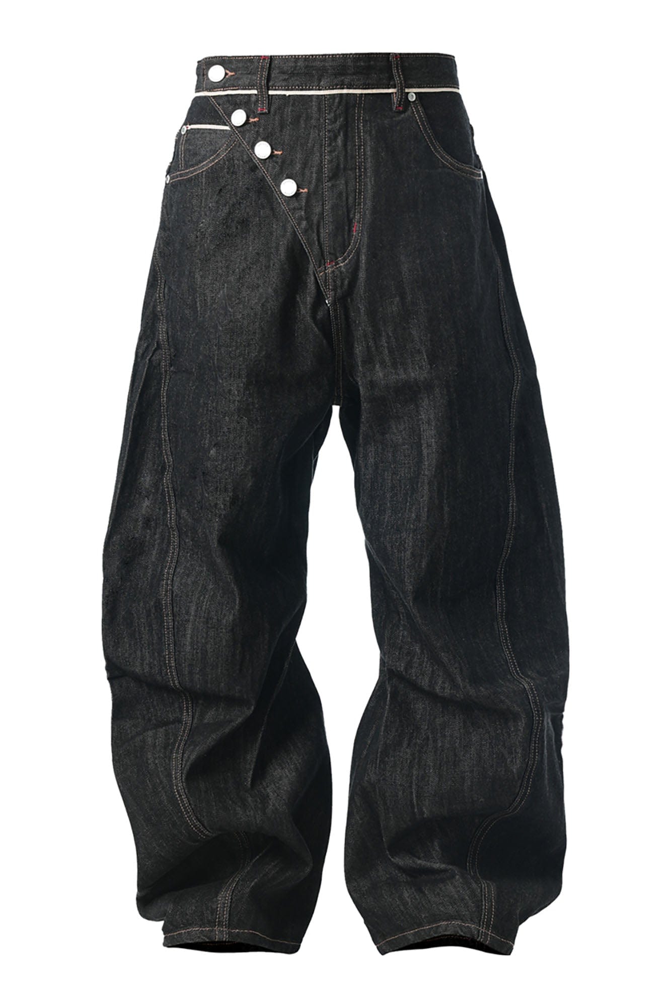 STEEPC Asymmetric Fly Selvedge Curved Raw Jeans