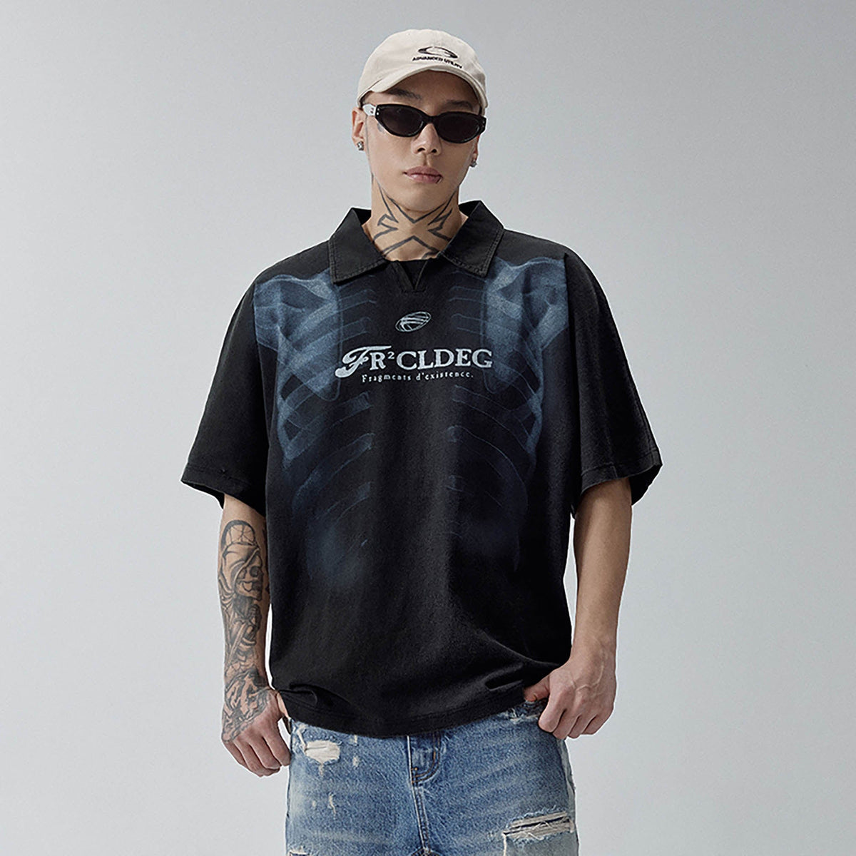 F2CE Distressed X-Ray Polo T-Shirt