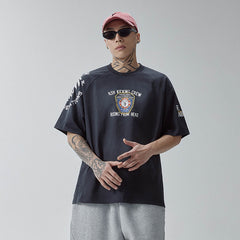 F2CE Distressed Badge Graphic Raglan T-Shirt