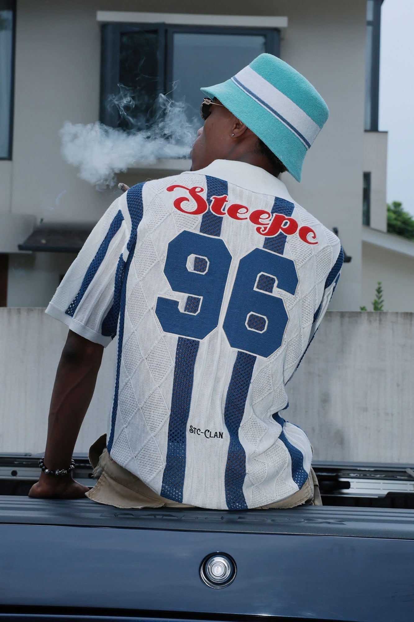 STEEPC No.96 Patchwork Striped Knit Half Shirt