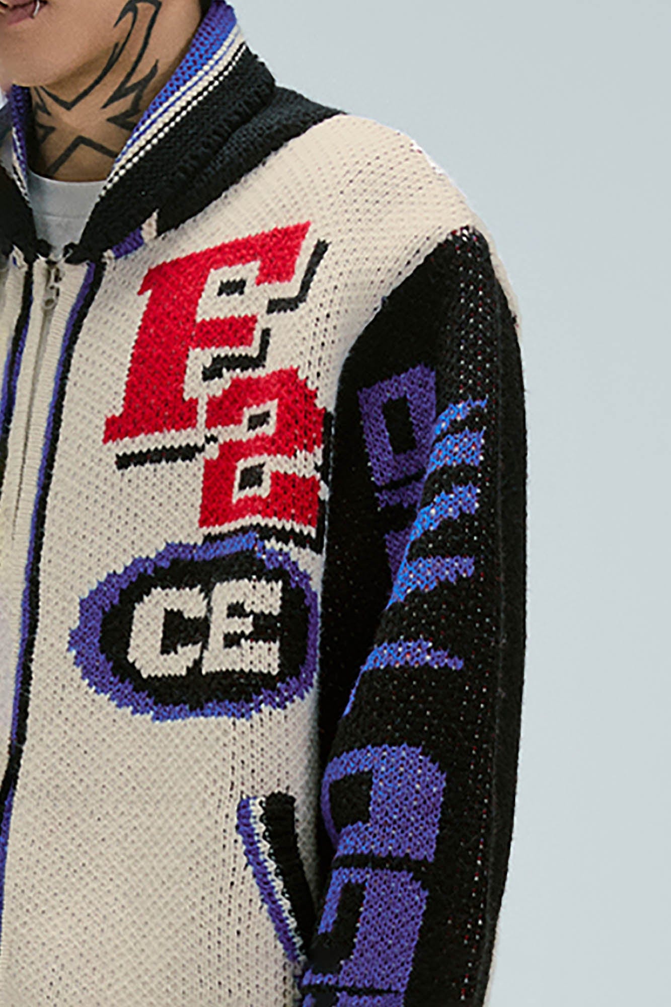F2CE Jacquard Knit Bomber Jacket