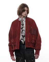 FACEONLAB Ripped MA-1 Jacket Red