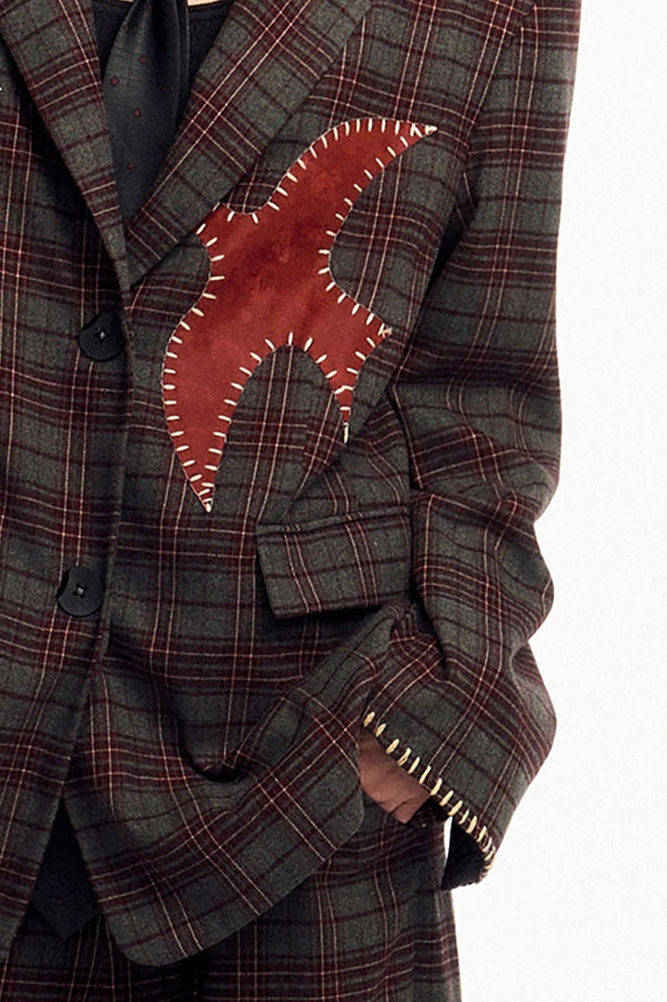 OIPWORD Retro Birds Patchwork Plaid Blazer