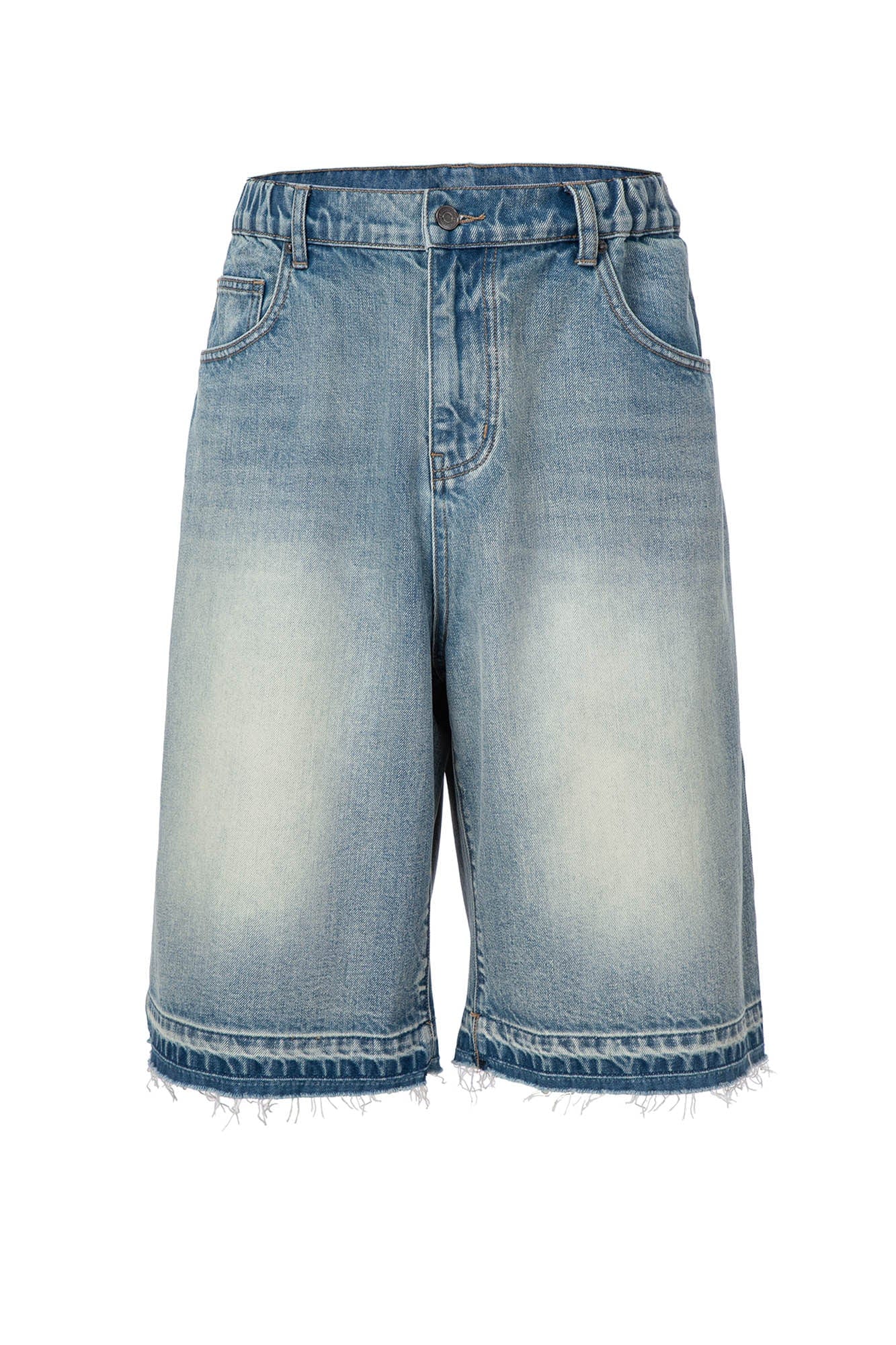 F2CE Washed Raw-Hem Denim Shorts
