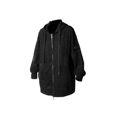 RELABEL Patchwork Crochet Mesh Zip-Up Hoodie