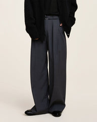 OPICLOTH Classic Pleated Belt Trousers