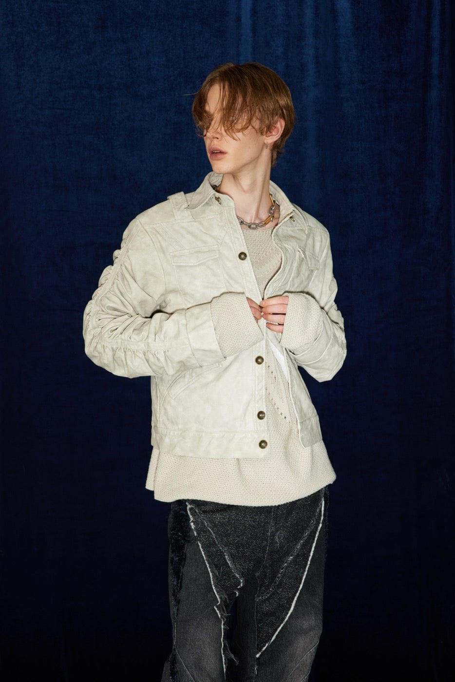DND4DES Faux Leather Wrinkled Jacket