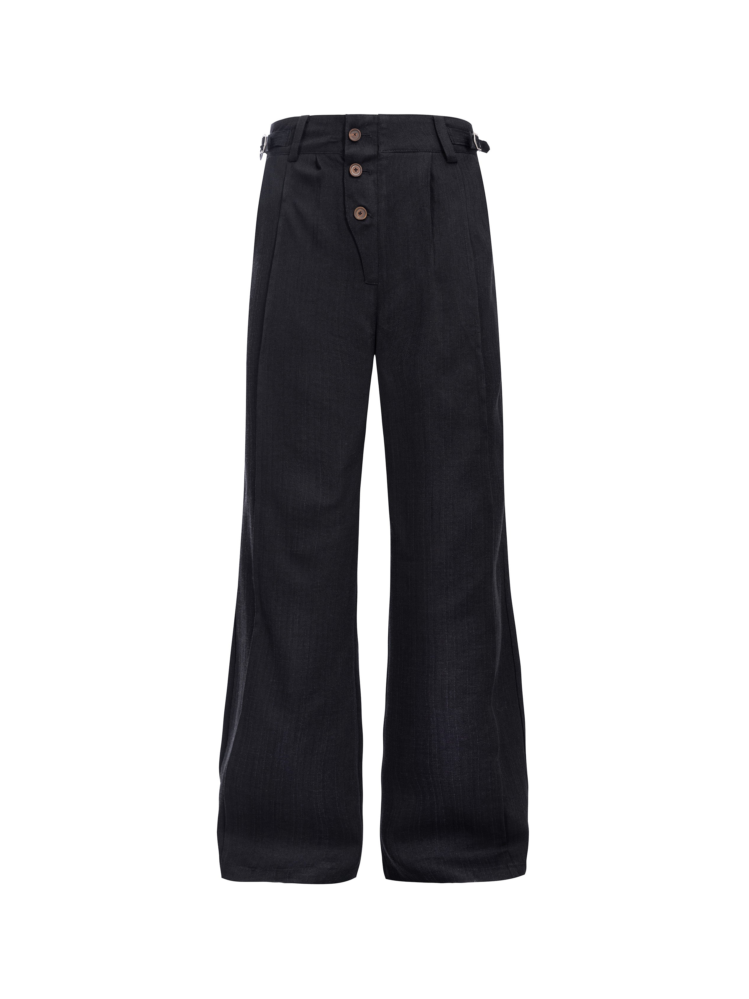 CATSSTAC Linen-Tencel Pleated Straight-Leg Trousers