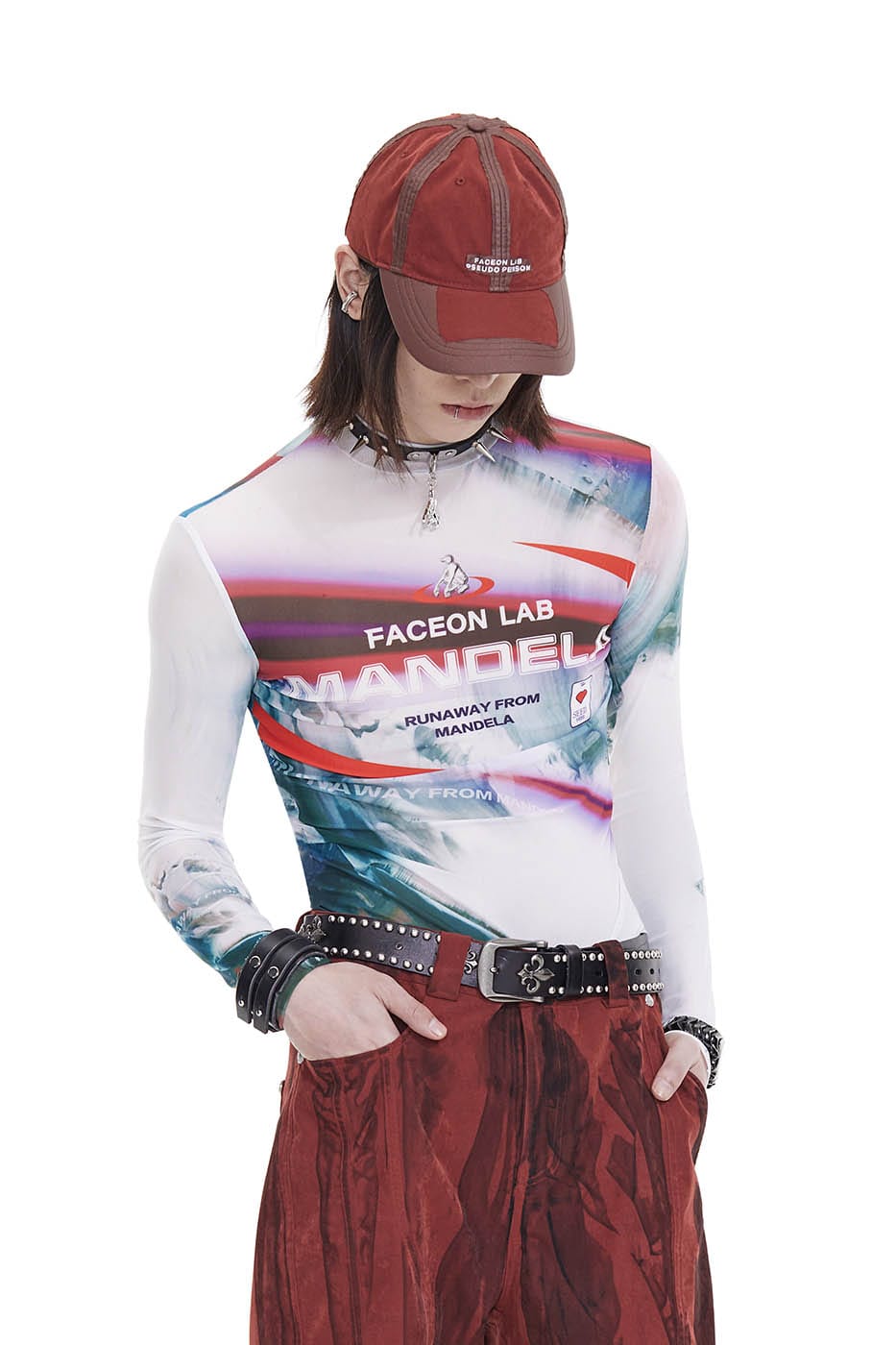 FACEONLAB Mandela Full Print Slim-Fit L/S T-Shirt