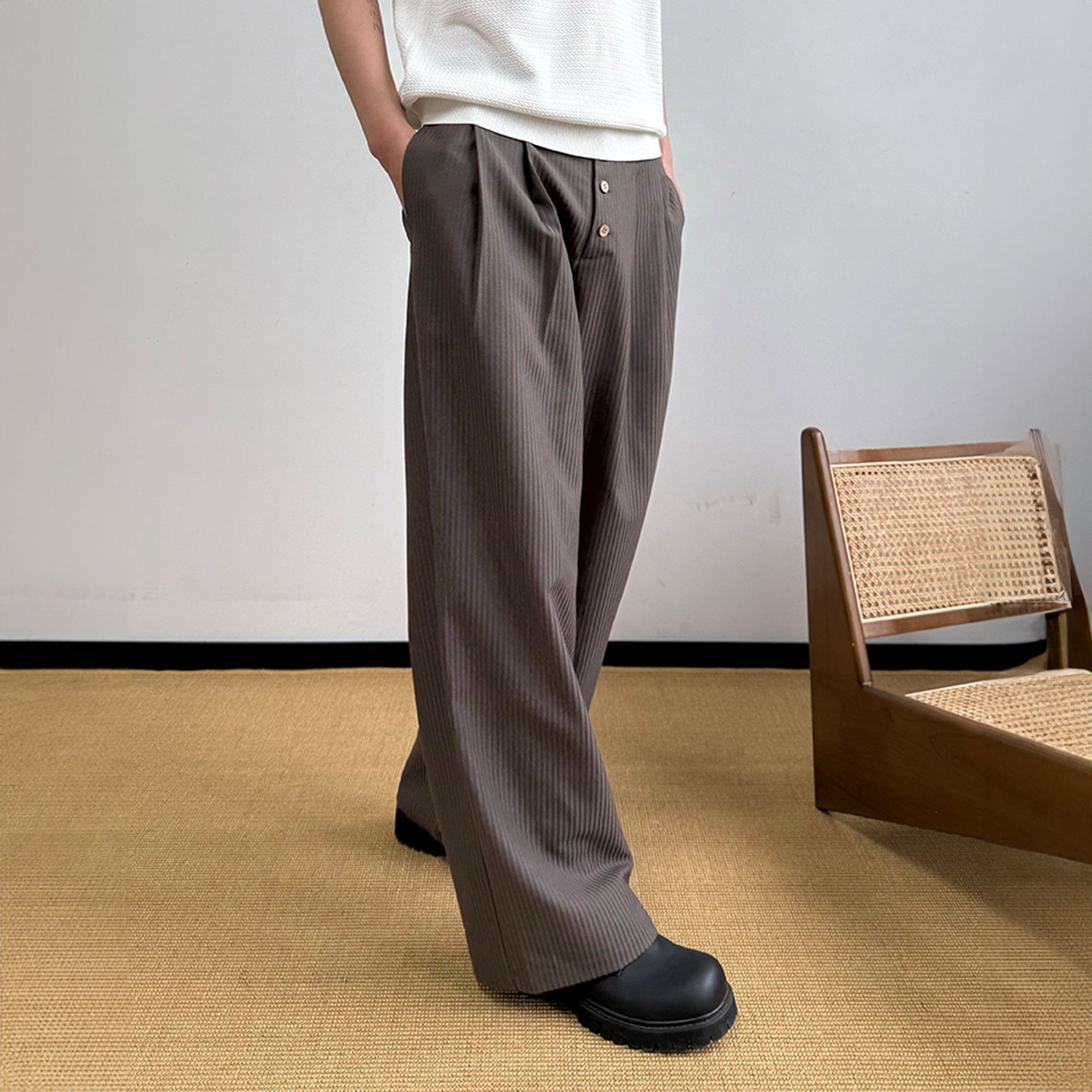 KREATE Pinstriped Pleated Trousers