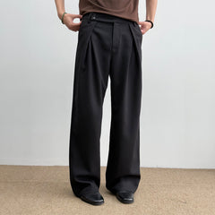 KREATE Inverted Pleats Asymmetric Waist Wide-Leg Trousers