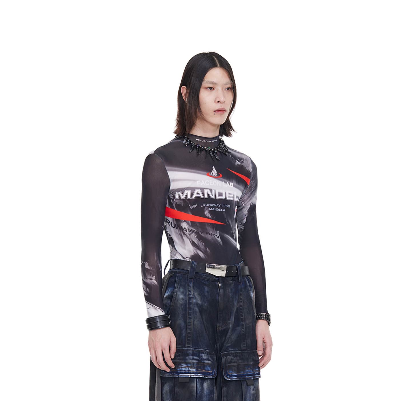 FACEONLAB Mandela Full Print Slim-Fit L/S T-Shirt