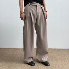 KREATE Inverted Pleats Asymmetric Waist Wide-Leg Trousers