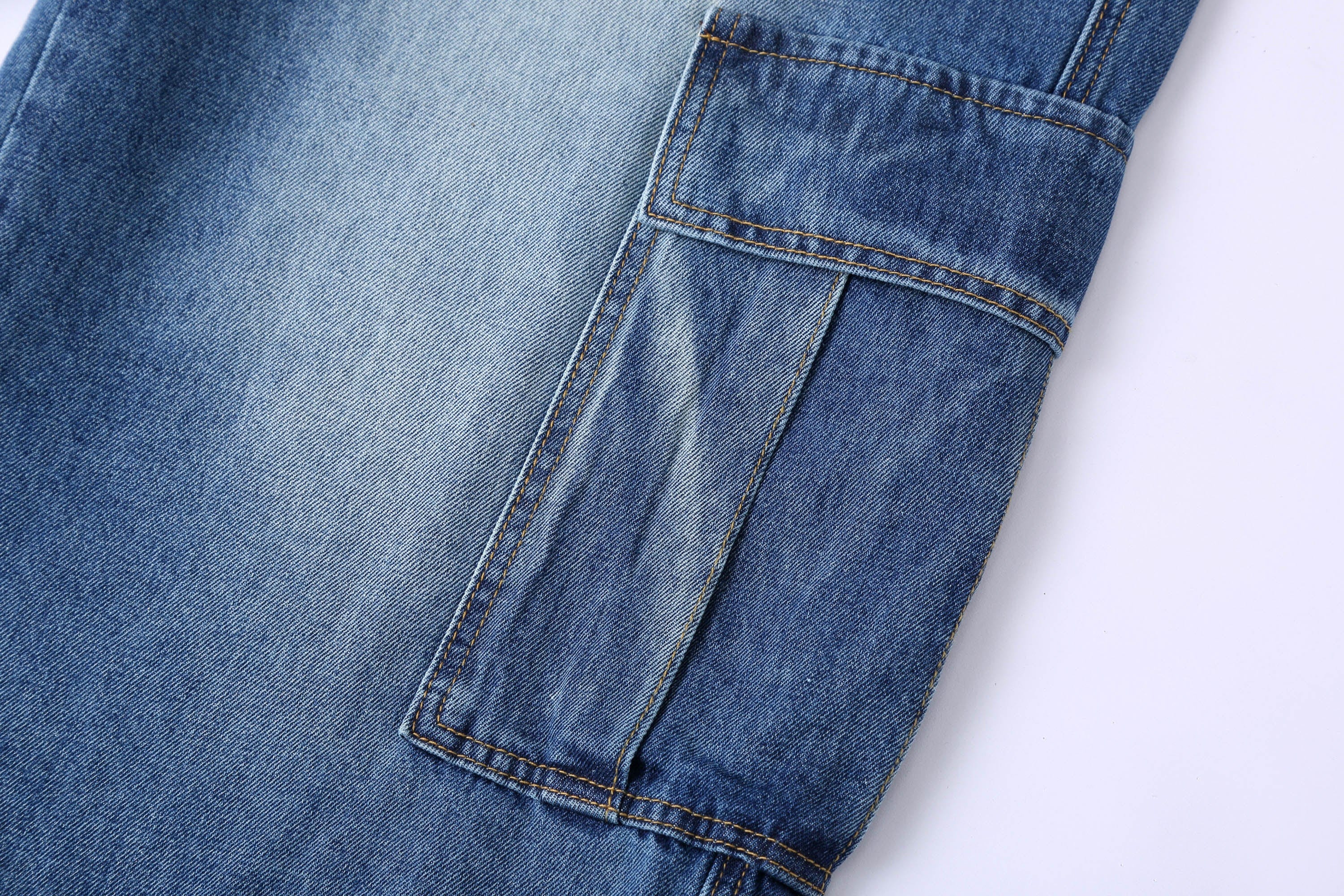 CLP Retro Multi-Pocket Knee-Length Denim Shorts