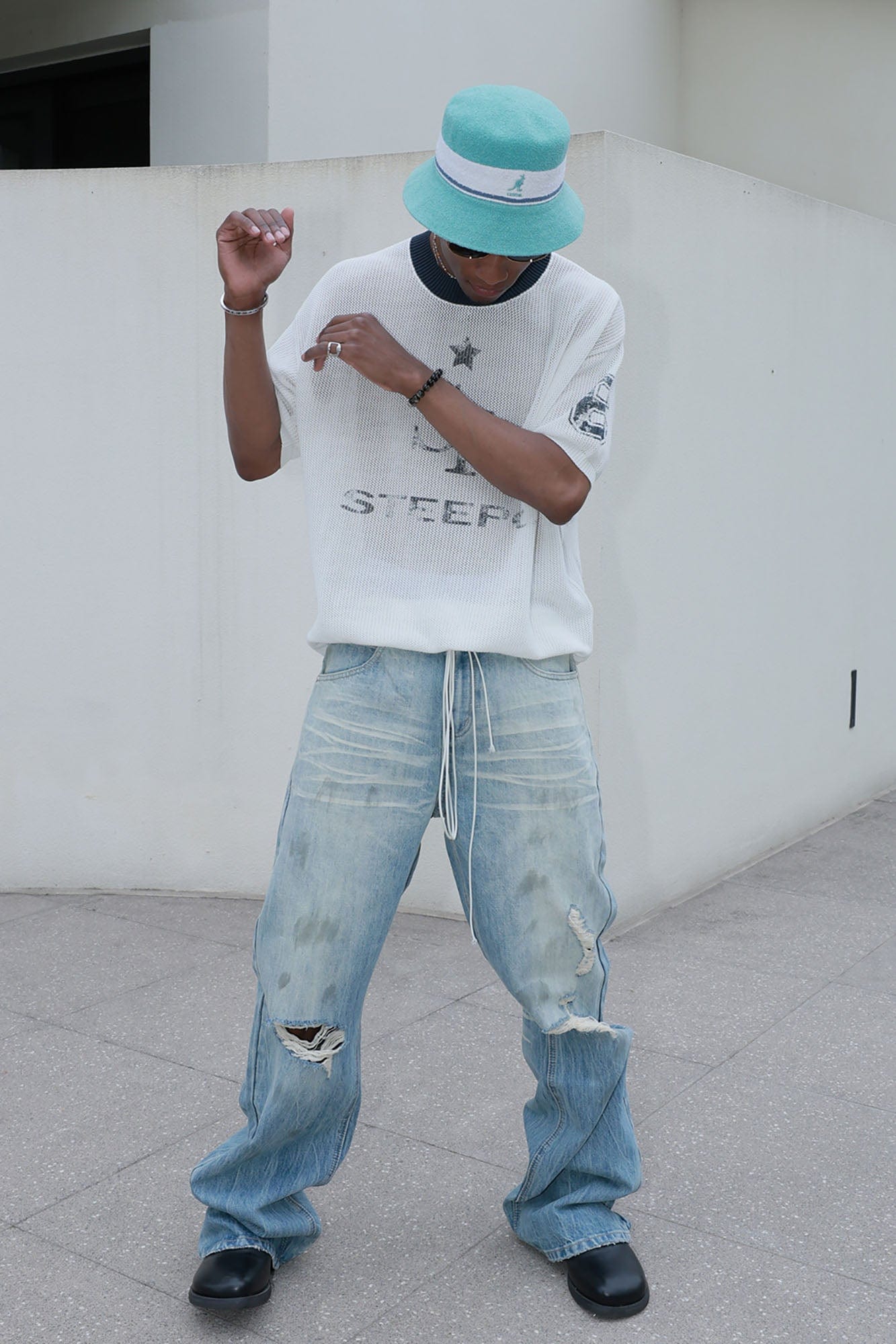 STEEPC Dirty Fit Distressed Flared Jeans
