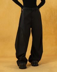 CLP Curved Crinkled Floor-Length Trousers