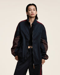 OPICLOTH Classic Color Block Stand Collar Jacket