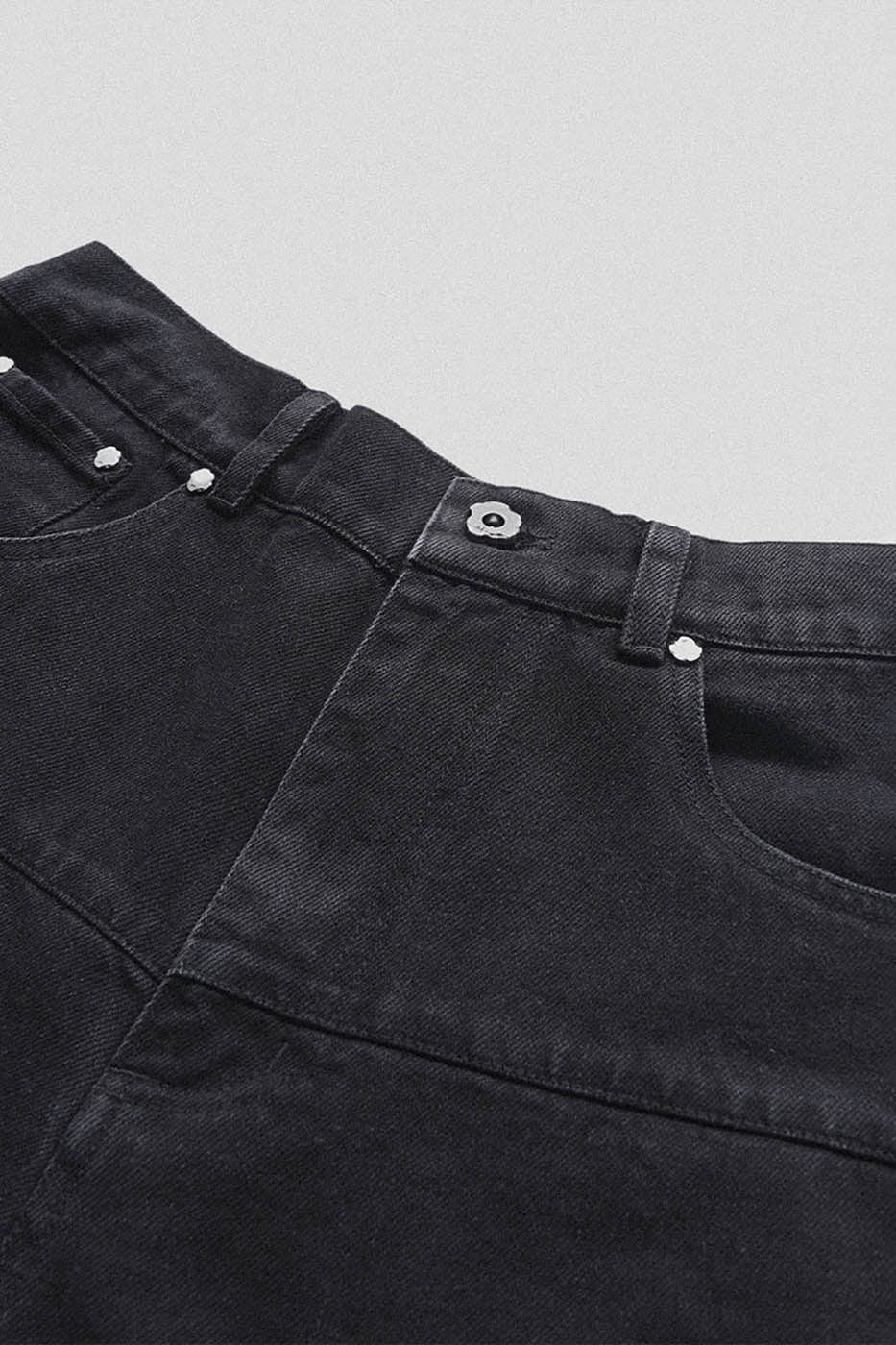UNDERWATER Heavily Frayed Layered Denim Shorts