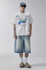 F2CE Washed Raw-Hem Denim Shorts