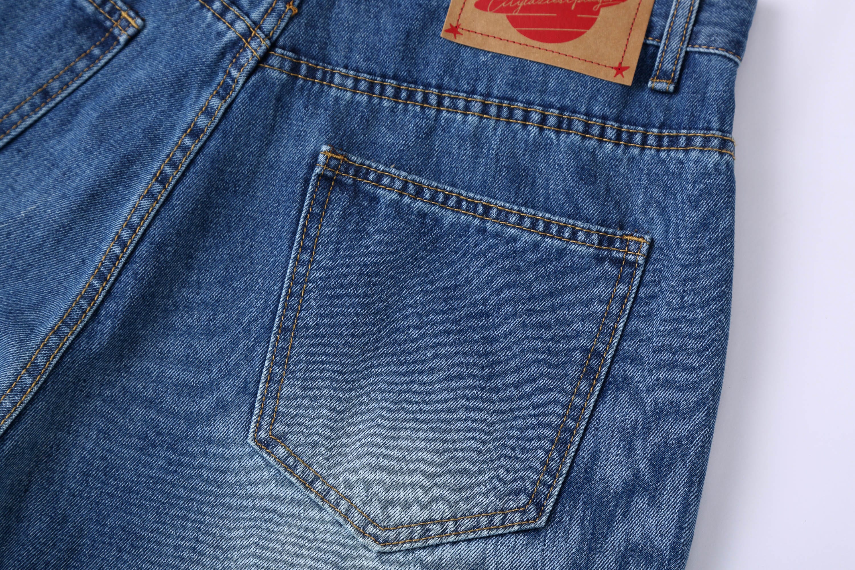 CLP Retro Multi-Pocket Knee-Length Denim Shorts