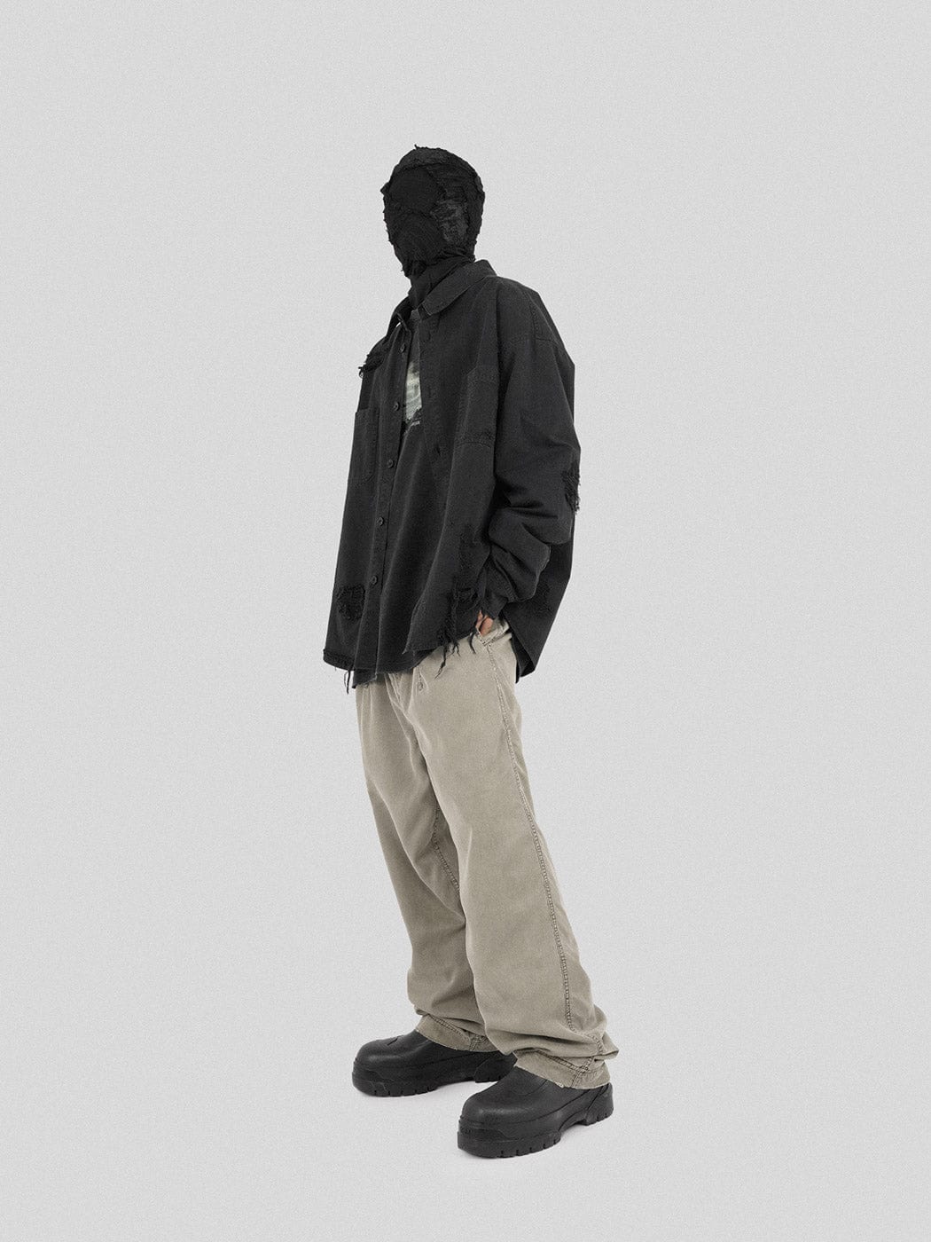 UNDERWATER Ripped Overshirt Black
