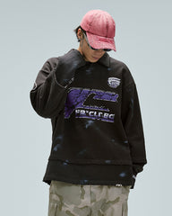 F2CE Layered Raw-Edge Racing Logo Hoodie