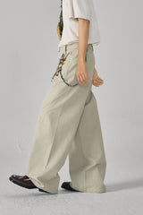 GONGHE REPUB Arc Spliced Strap Belt Pants