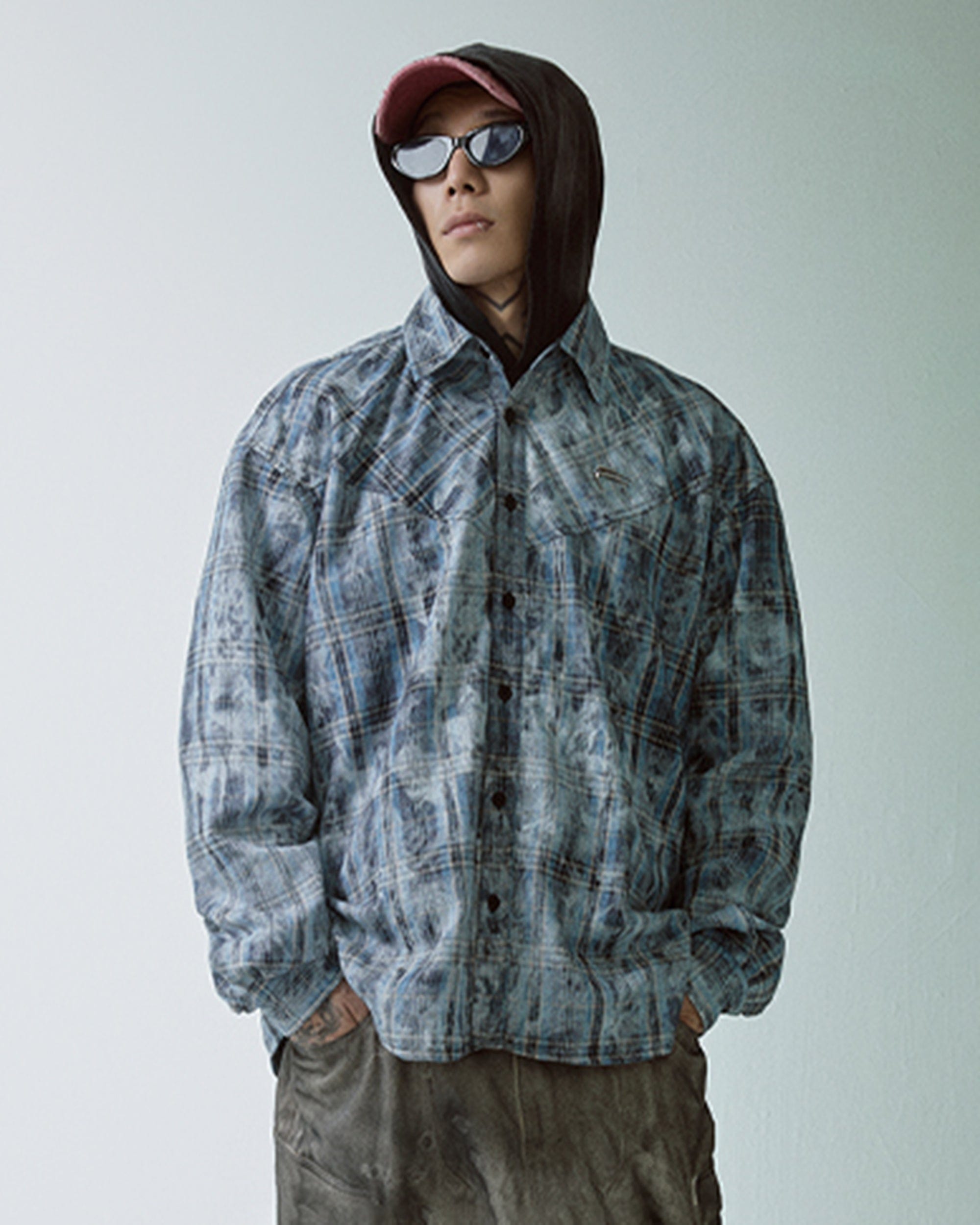 F2CE Spliced Abstract Plaid Shirt