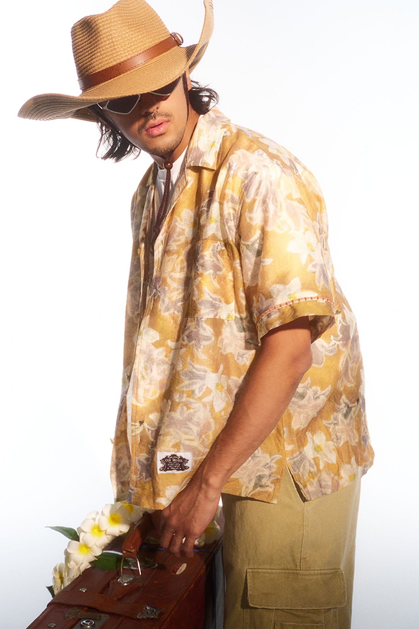 TRECLUB Floral Full-Print Cuban Half Shirt