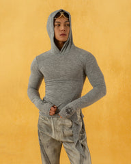 CLP Pleated Slim Fit Hoodie Long-Sleeve T-Shirt