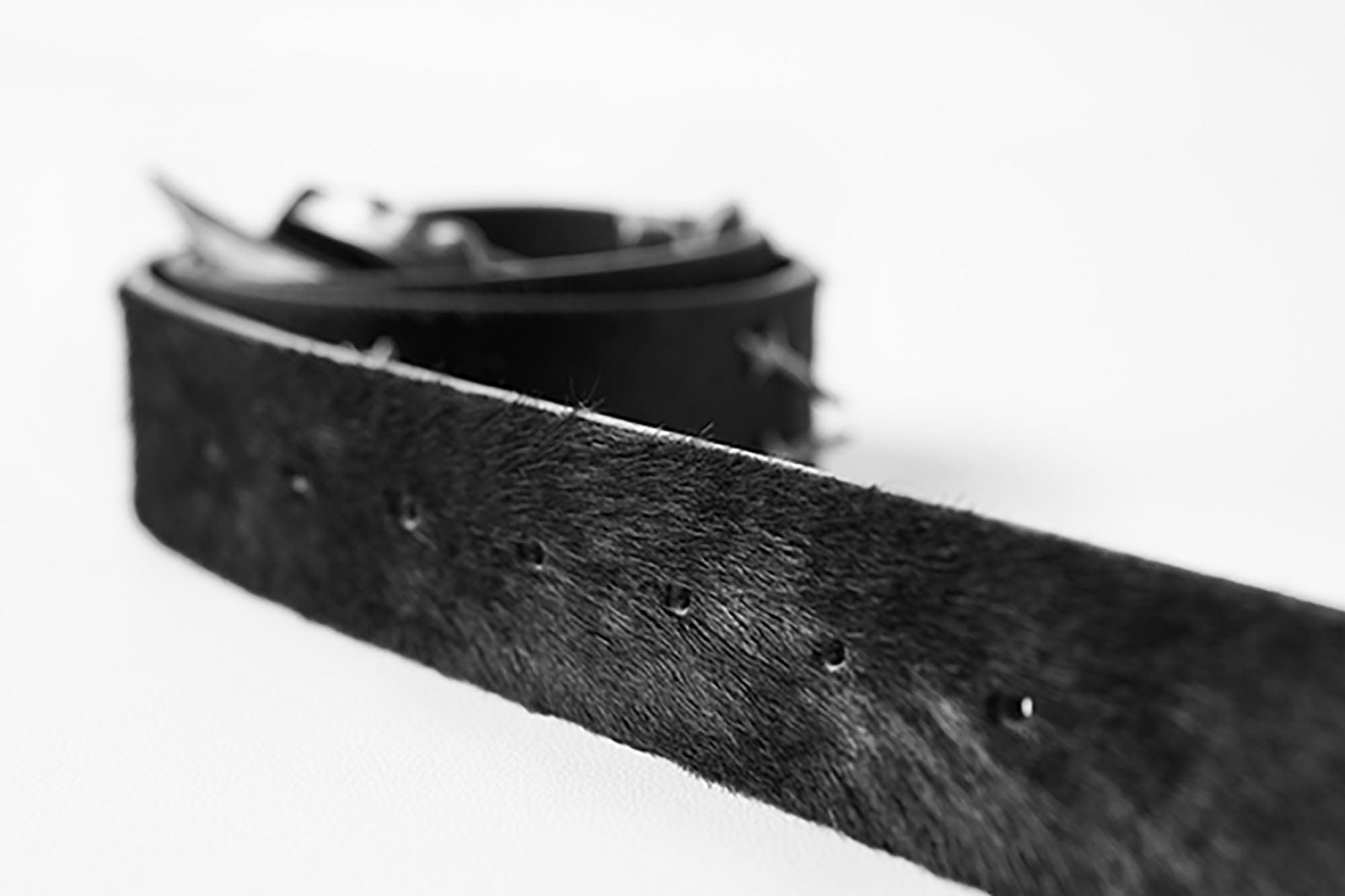 FLYERRER Gothic Buckle Cross-Star Hair-on Leather Belt