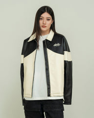 MAKEMORE Modern Deconstructed PU Zip-Up Jacket