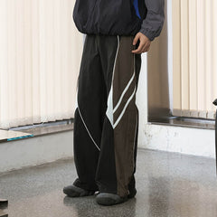 ENSHADOWER Contrast Striped Hem-Drawstring Pants