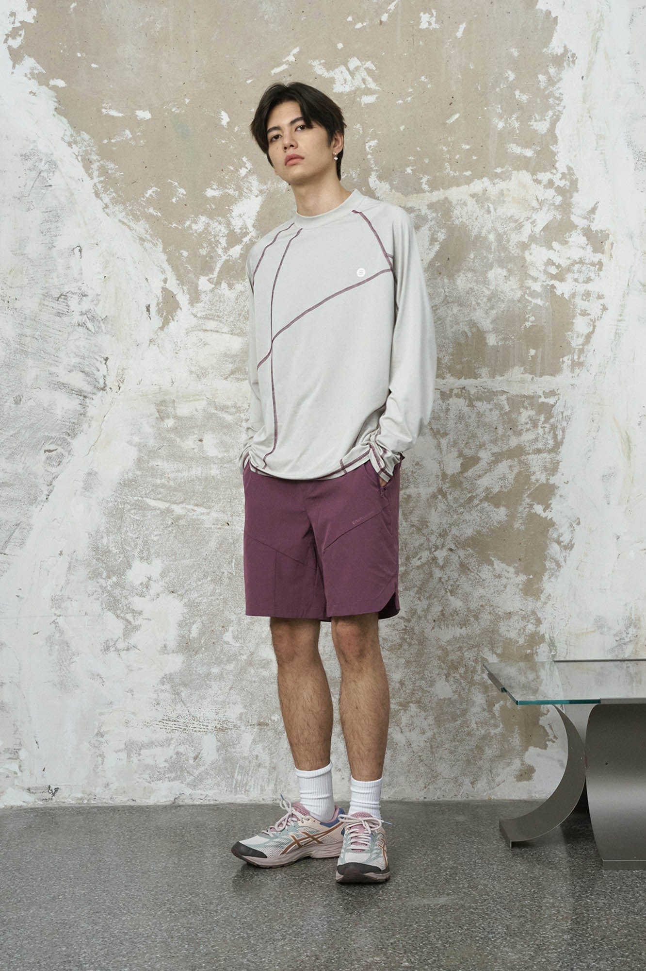 ENSHADOWER Asymmetrical Stitch Quick-Dry Long-Sleeve Tee