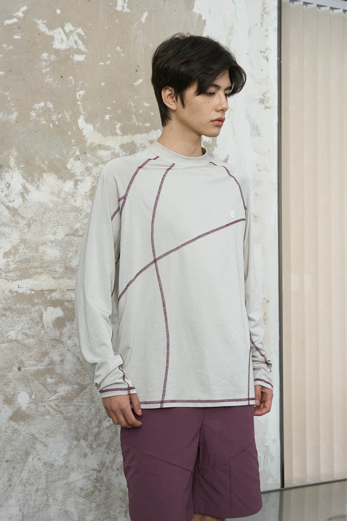ENSHADOWER Asymmetrical Stitch Quick-Dry Long-Sleeve Tee