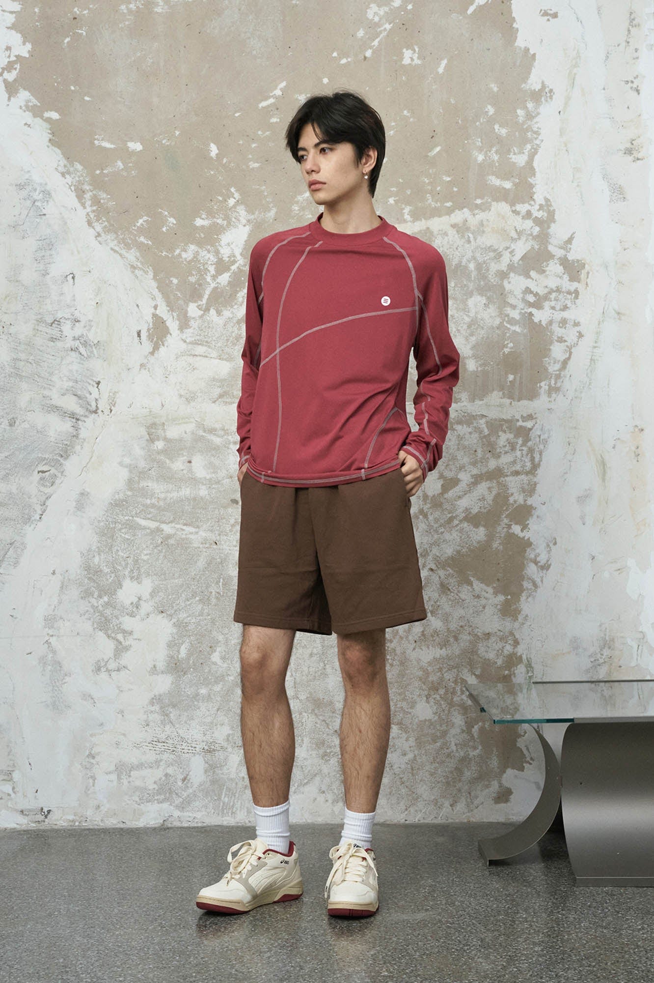 ENSHADOWER Asymmetrical Stitch Quick-Dry Long-Sleeve Tee