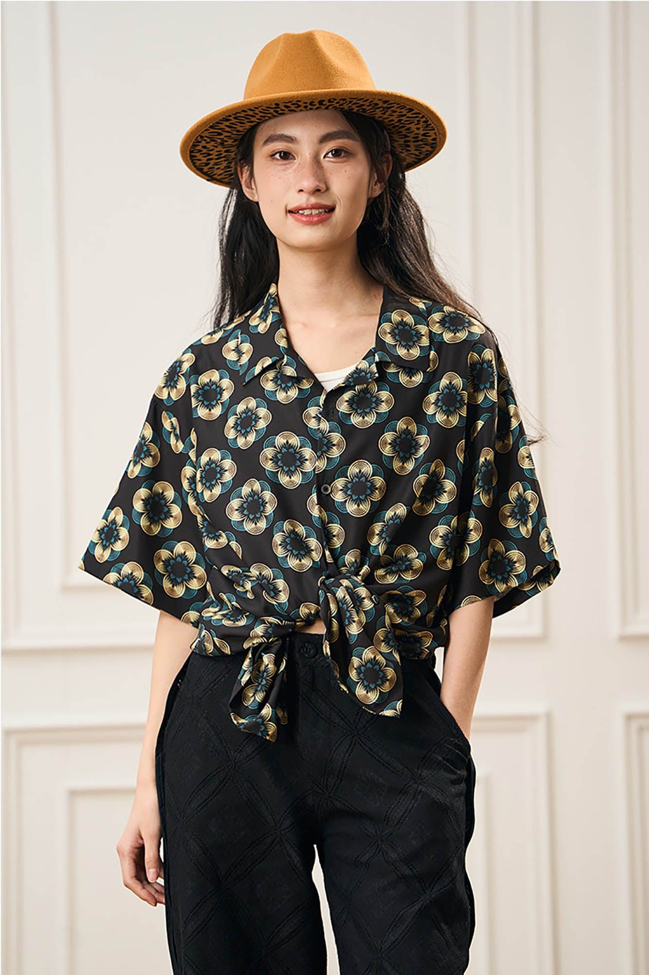EPIC POETRY Geometric Floral Cuban Shirt