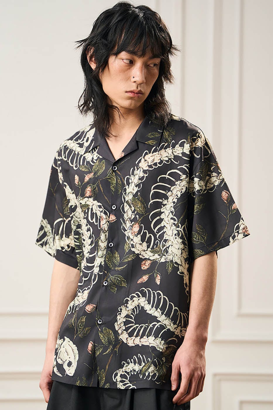 EPIC POETRY Floral Serpent Skeleton Half Shirt