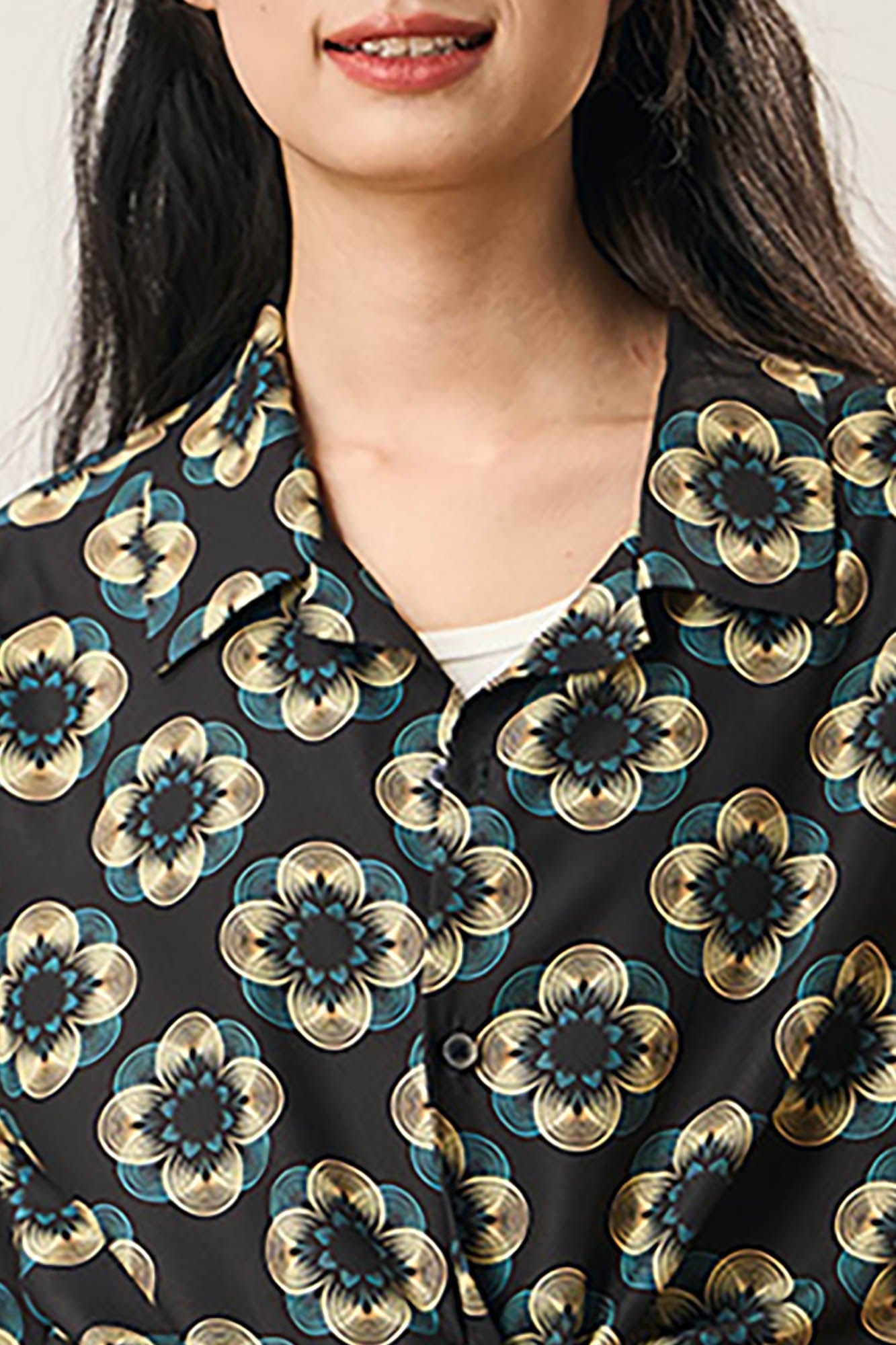 EPIC POETRY Geometric Floral Cuban Shirt