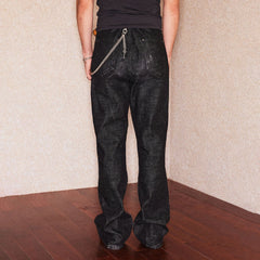 RICHILL Retro Flared Raw Denim Pants