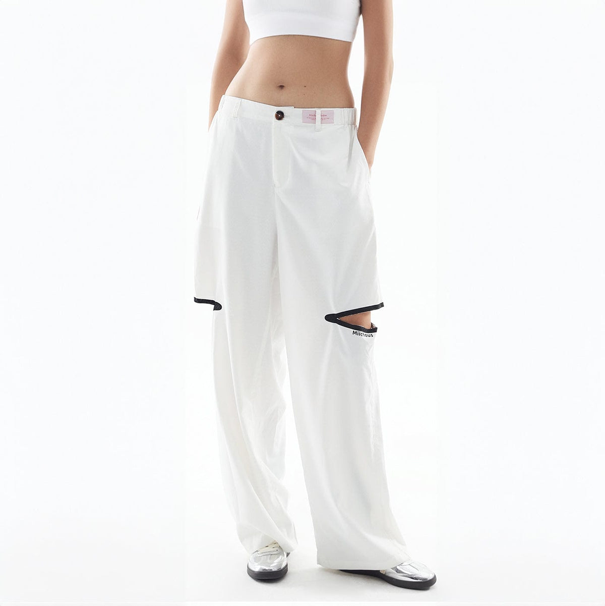 MIICHOUS Modern Cut-out Logo Pants