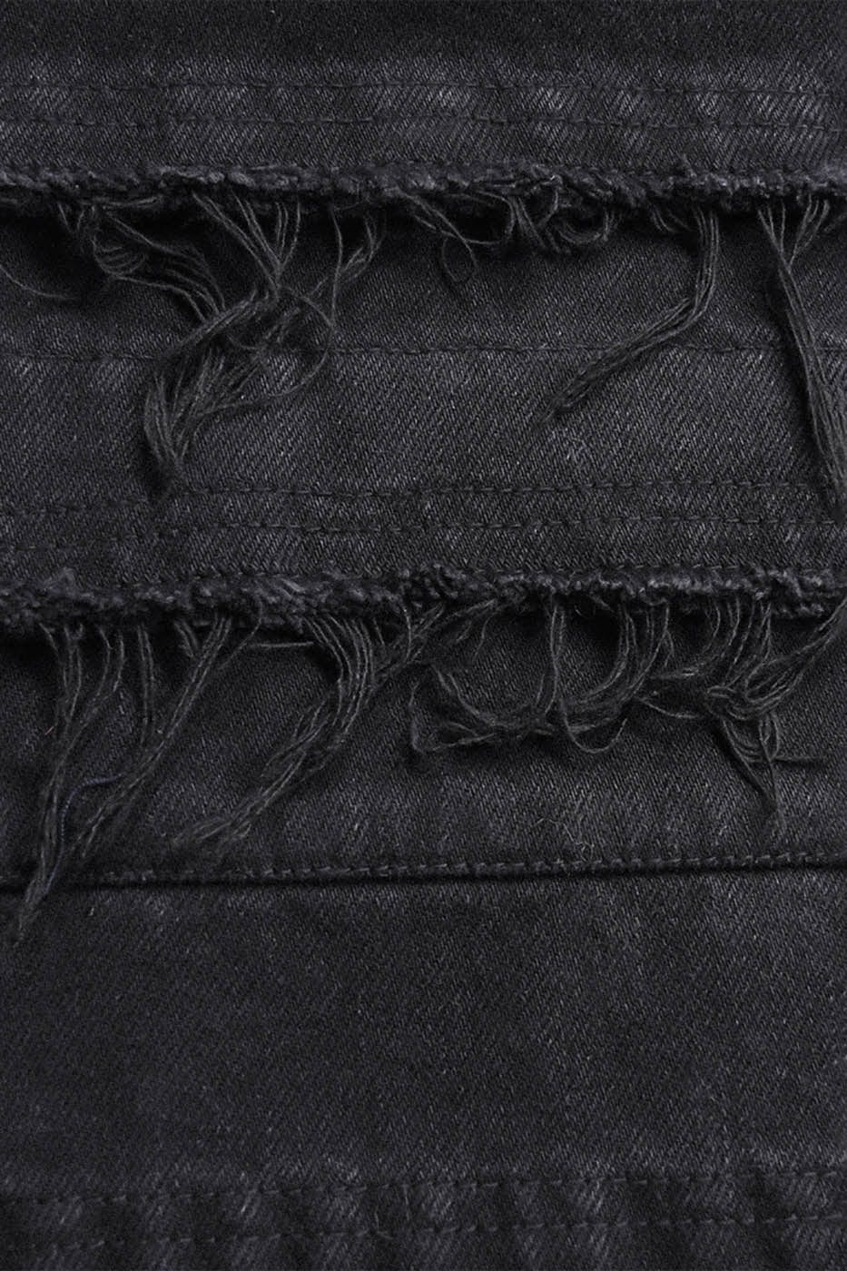 UNDERWATER Heavily Frayed Layered Denim Shorts