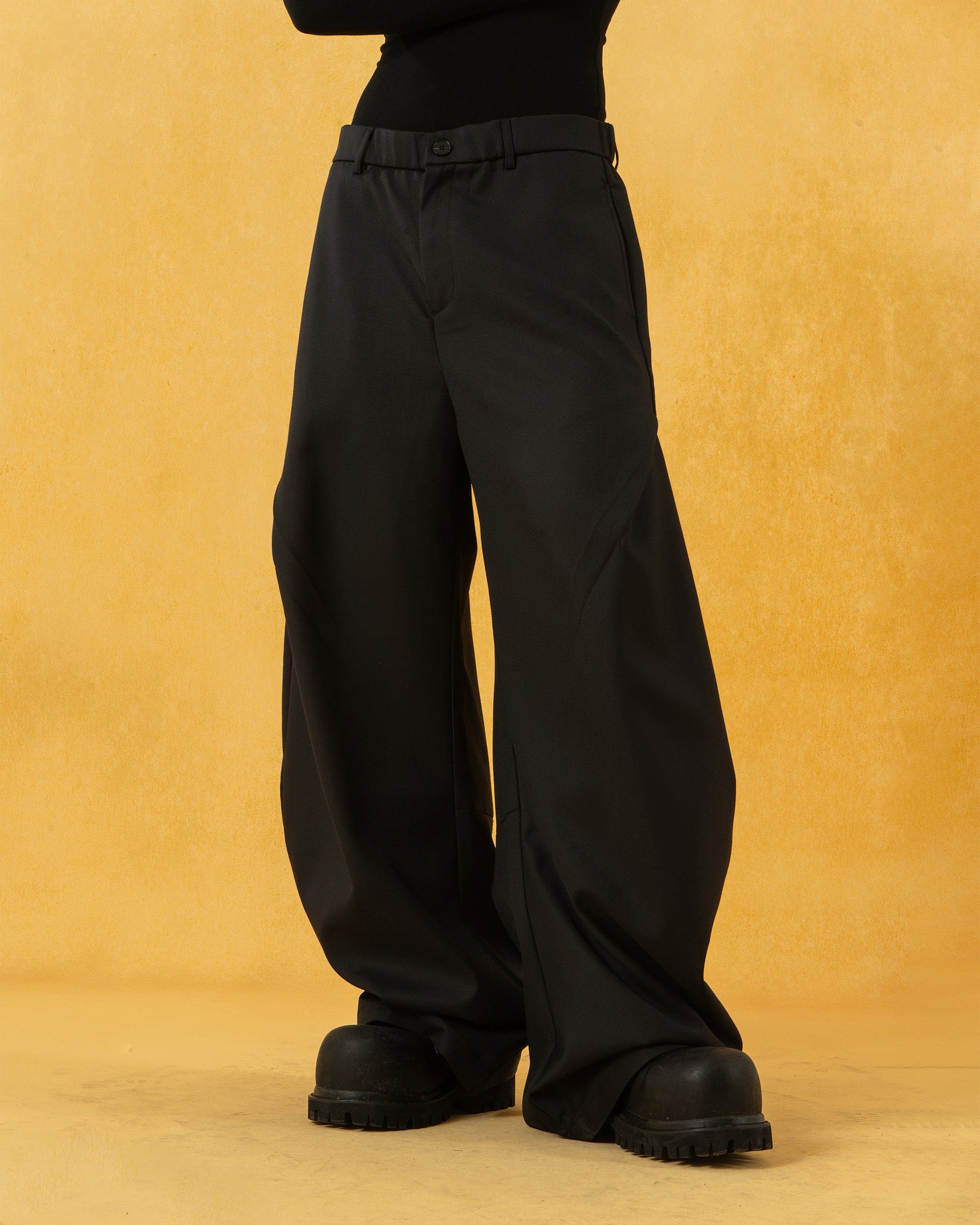 CLP Curved Crinkled Floor-Length Trousers