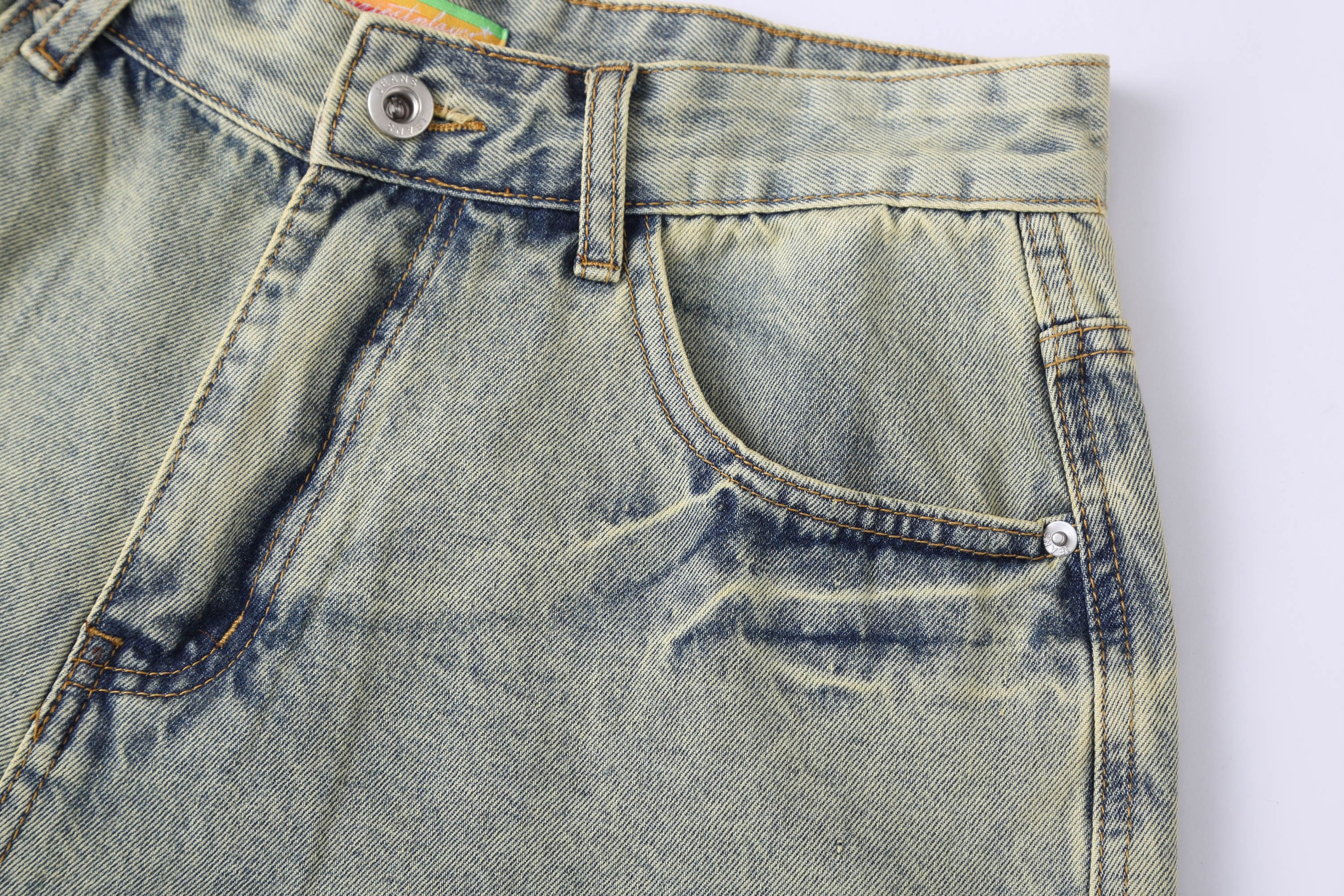 CLP Washed Ripped Knee-Length Denim Shorts