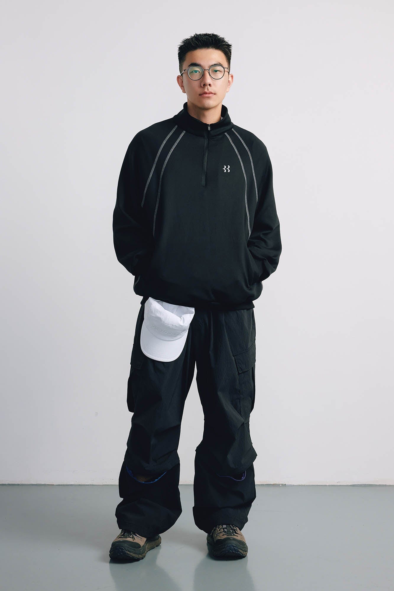 BANANA CLUB Stitch Half-Zip Pullover Sweatshirt