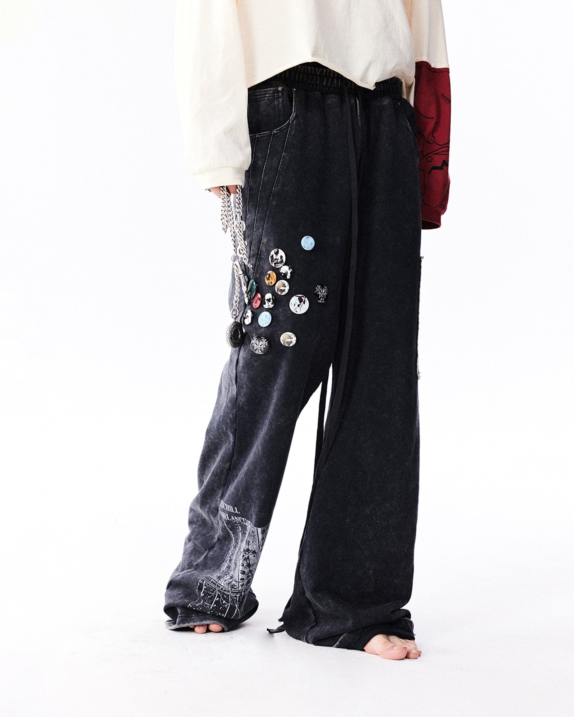 RICHILL Washed Badge Patchwork Pants