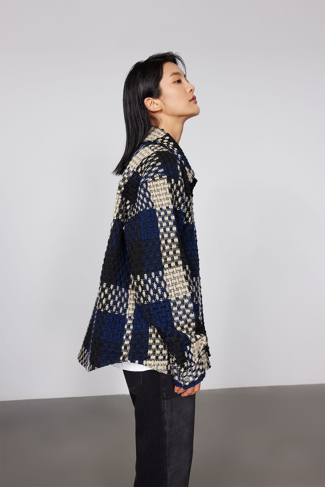 BONELESS Contrast Tweed Plaid Jacket