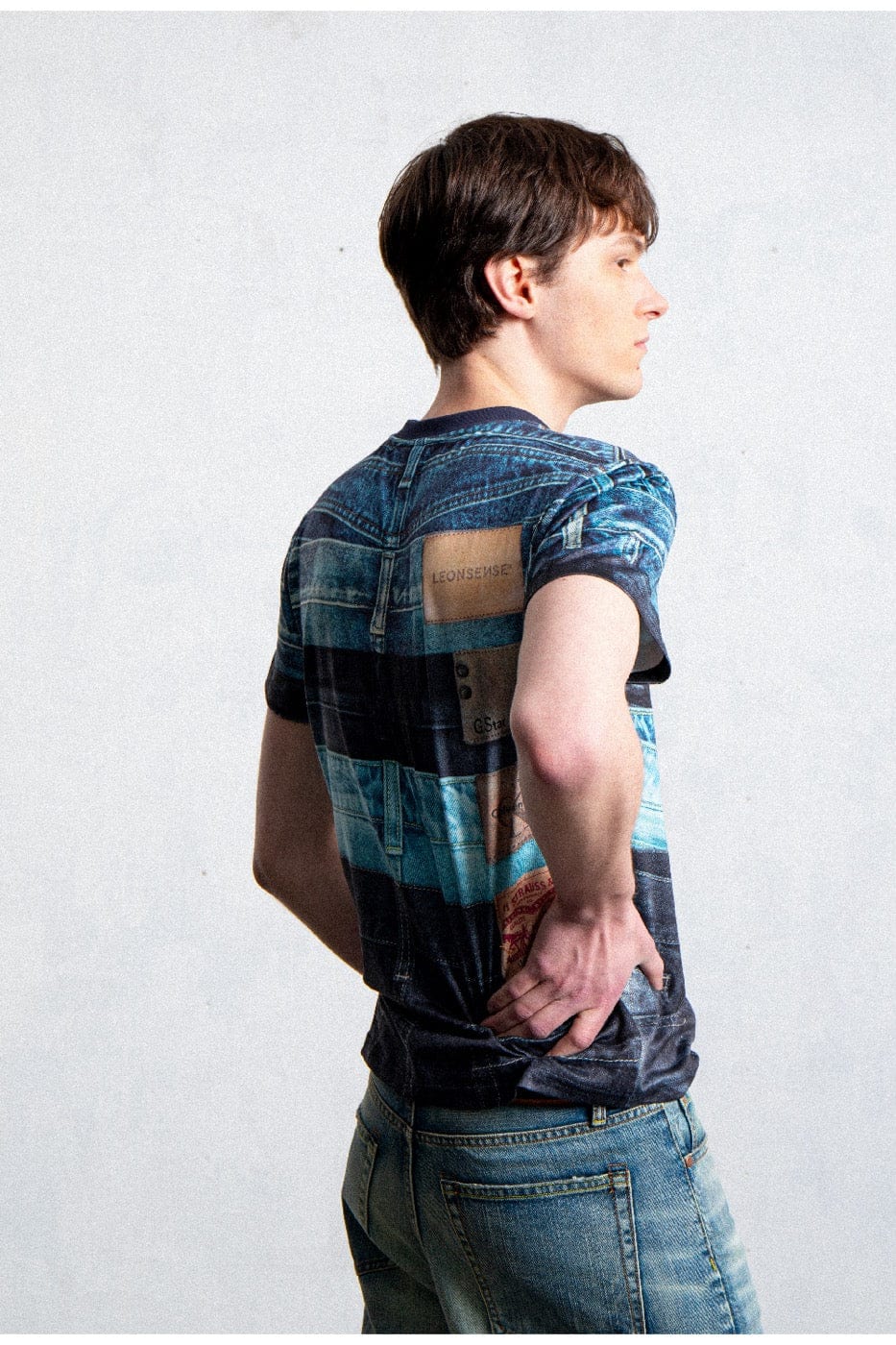 LEONSENSE Full Print Jeans T-Shirt