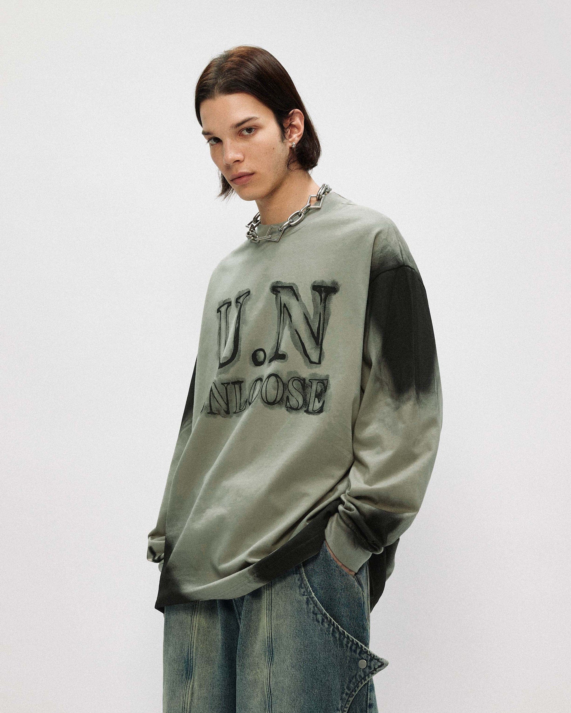 OVDY Unloose Ink Gradient Long-Sleeve Tee