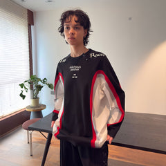 MIICHOUS Arc Panelled UV Protection Button-Neck Long-Sleeve Tee